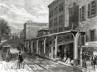 Ferrovia sopraelevata in Greenwich Street, New York